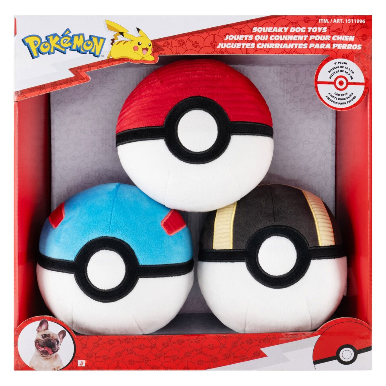 Jazwares Pokémon Squeaky Plush Dog Toys, 3-Pack - Image 1