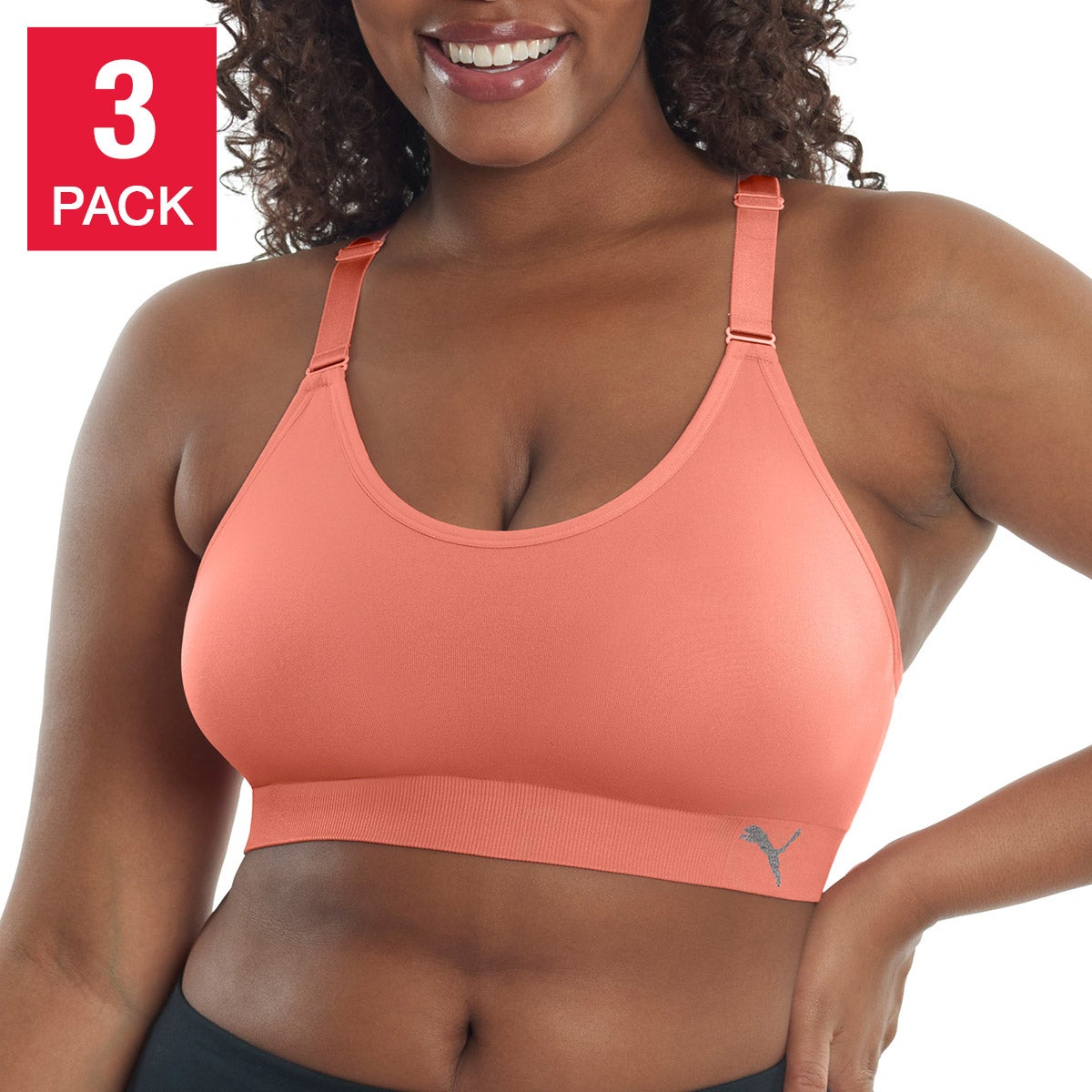 PUMA Women's Seamless Sports Bra, 2-Pack - Image 1