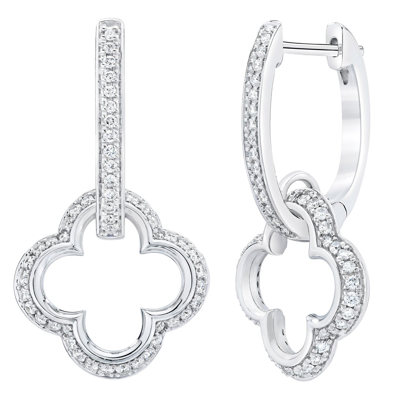 14kt White Gold VS2 I 0.50ctw Round Diamond Dangle Earrings - Image 1