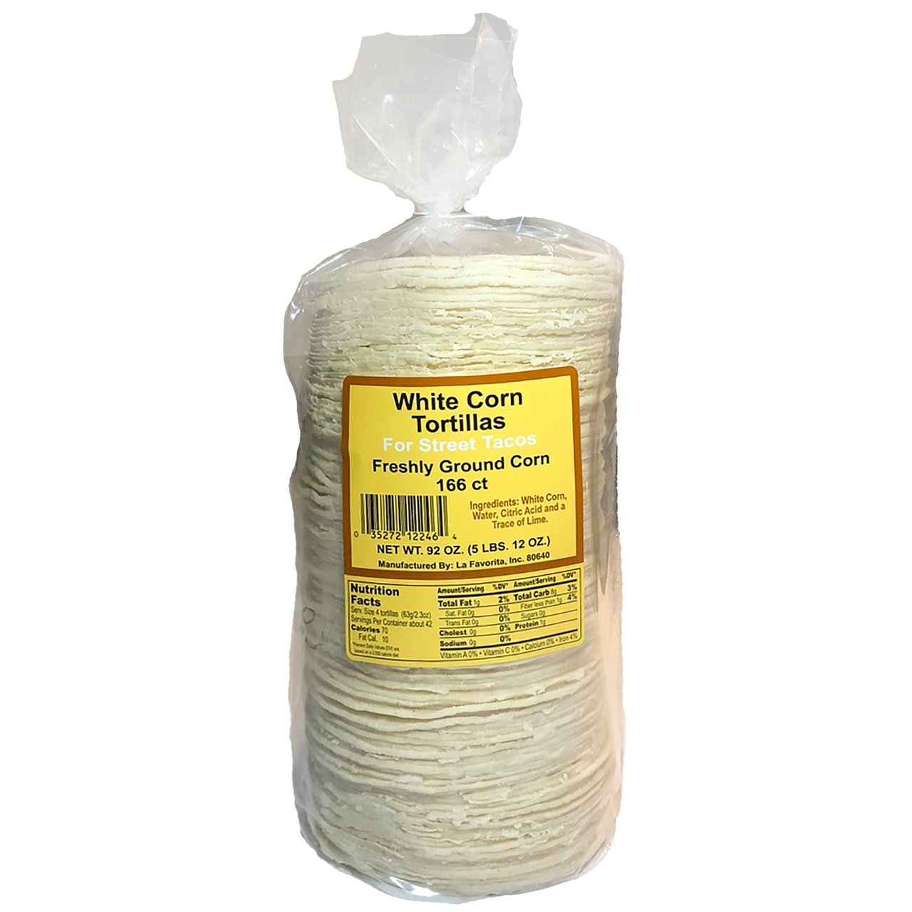La Favorita White Corn Street Taco Tortillas, 166 ct