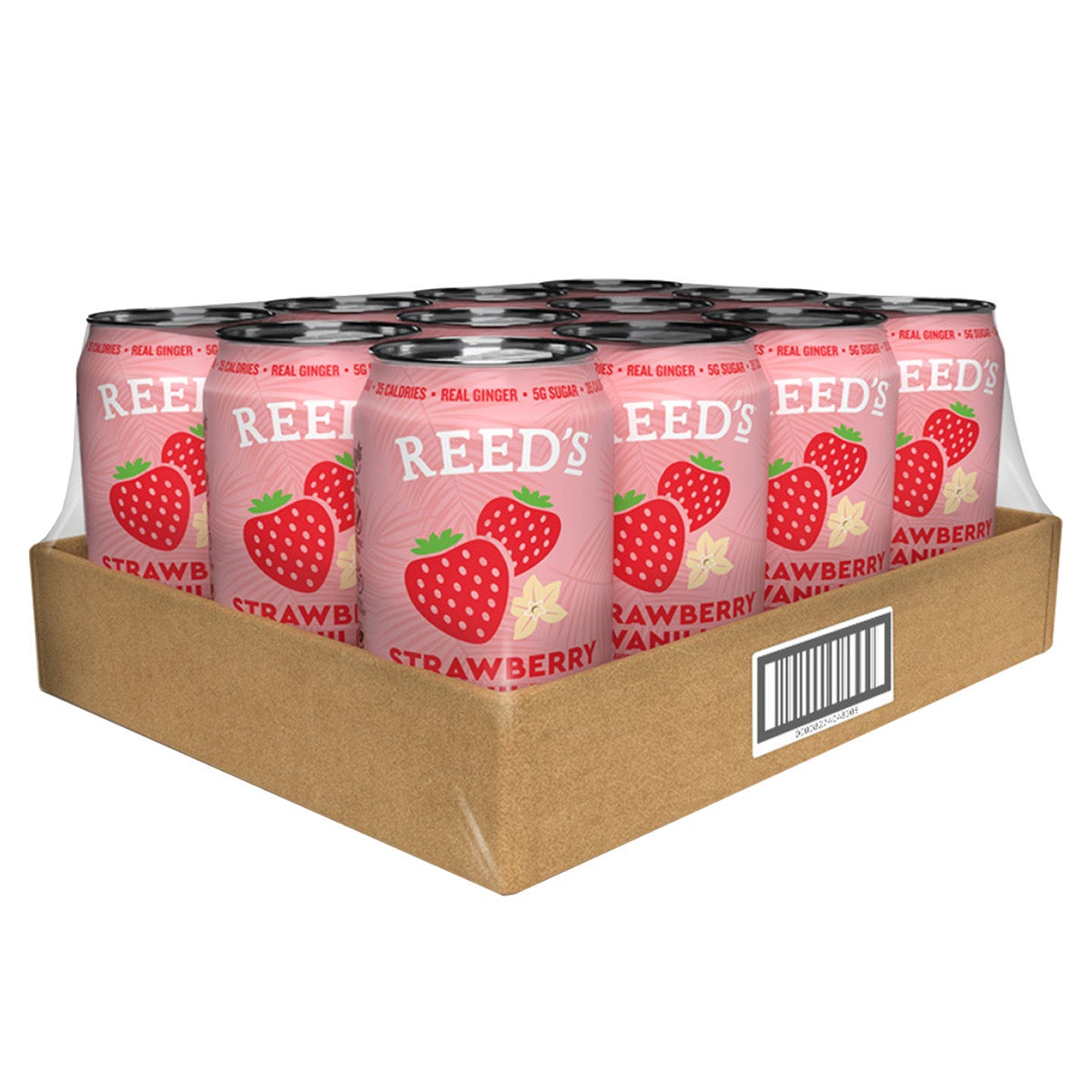 Reed's Strawberry Vanilla Functional Soda, 12 CT / 12 oz - Image 1
