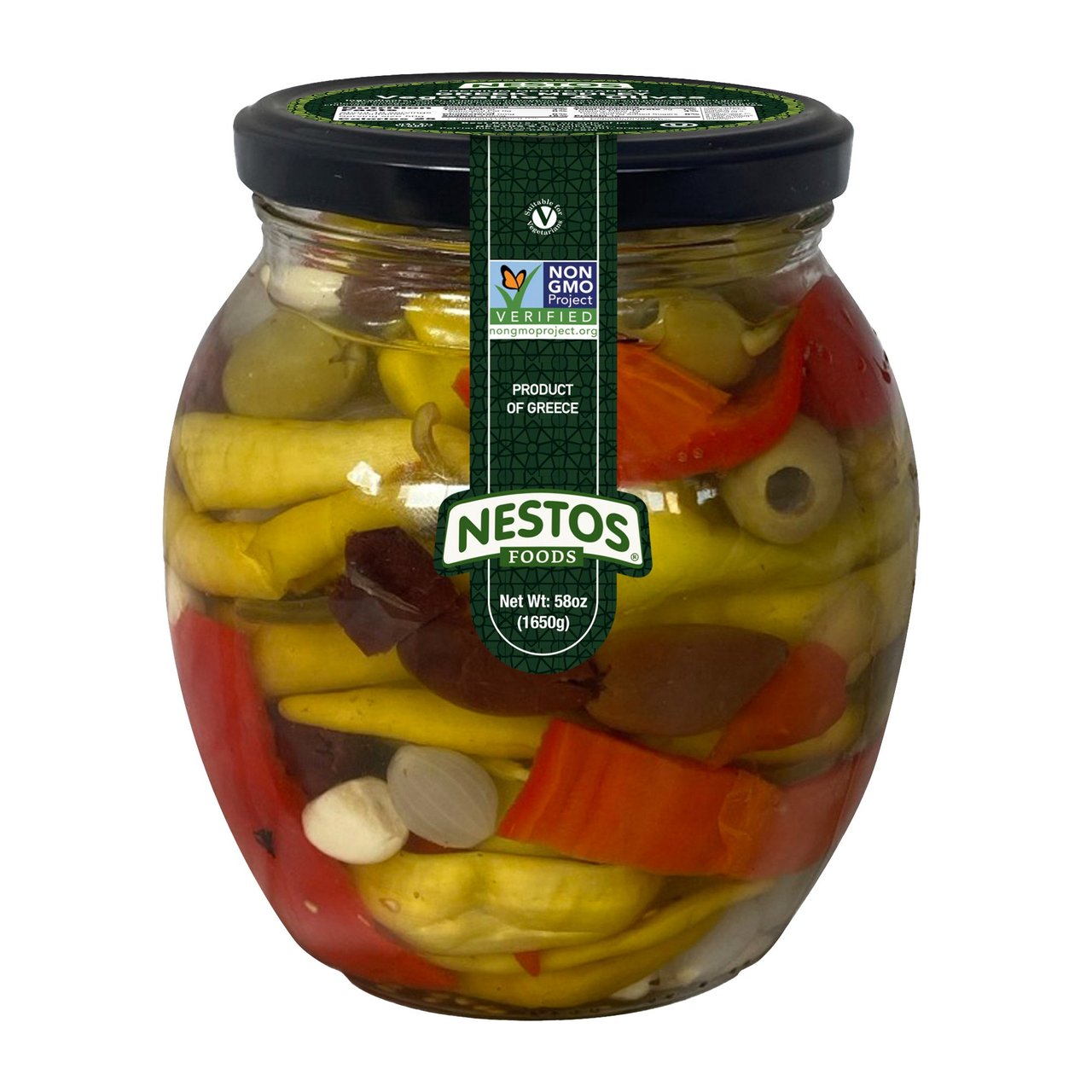 Nestos Premium Mediterranean Greek Medley Vegetables & Olives, 58 oz (3.625 lbs) - Image 1