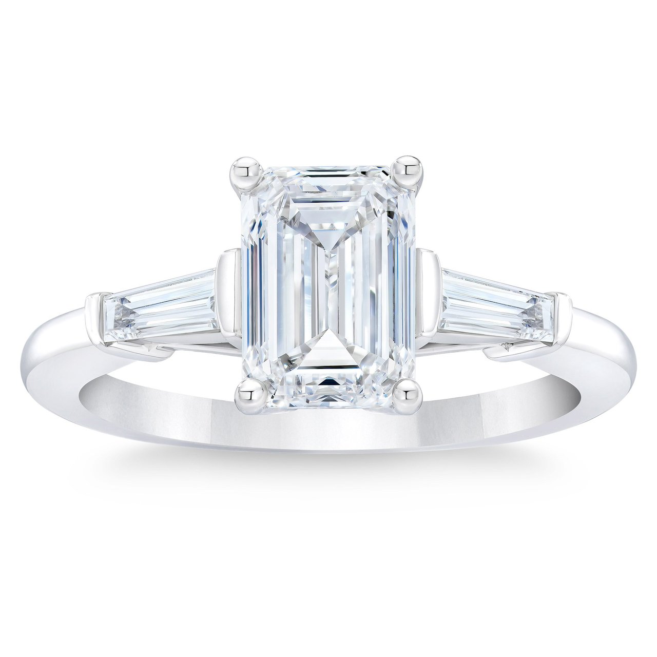 2.01 ctw Emerald Cut Platinum 2-Baguette Ring, 1.70 ct Center, VVS1 Clarity, H Color - Image 1