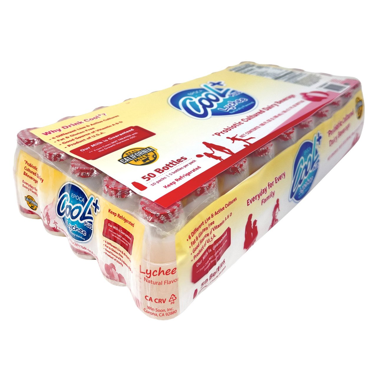 COOL PLUS PROBIOTIC DAIRY BEVERAGE LYCHEE 50 COUNT 2.1 OUNCES EA - Image 1