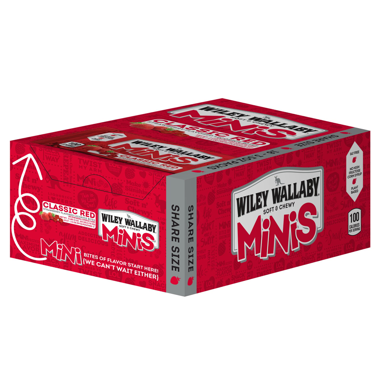 Wiley Wallaby Minis Classic Red Licorice 18 Count, 3.5 oz Vend Pack - Image 1
