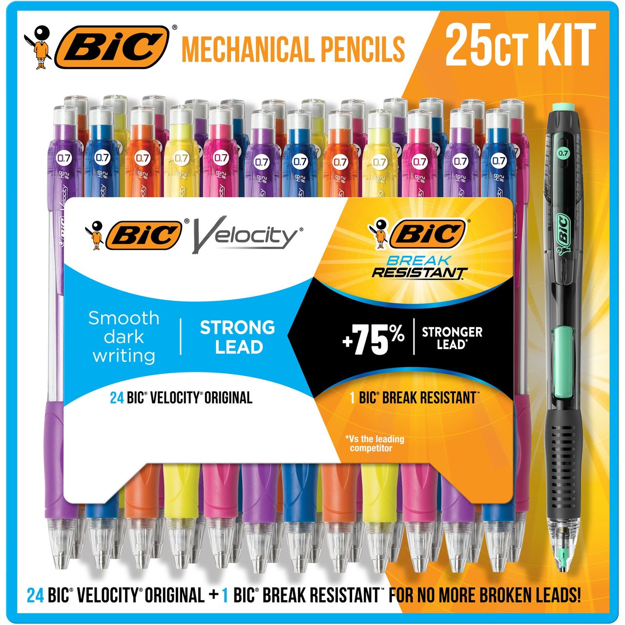 BIC Mechanical Pencil Kit, 24 Velocity + 1 Bonus Break Resistant, 25 Count - Image 1