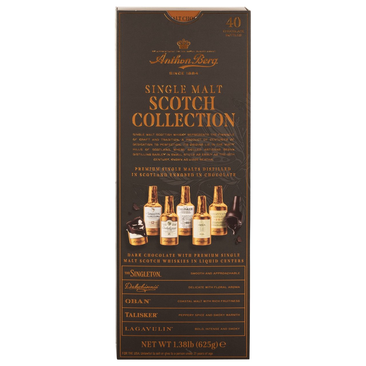 Anthon Berg Single Malt Scotch Collection, 40 Chocolate Bottles, 1.38 lb - Image 1