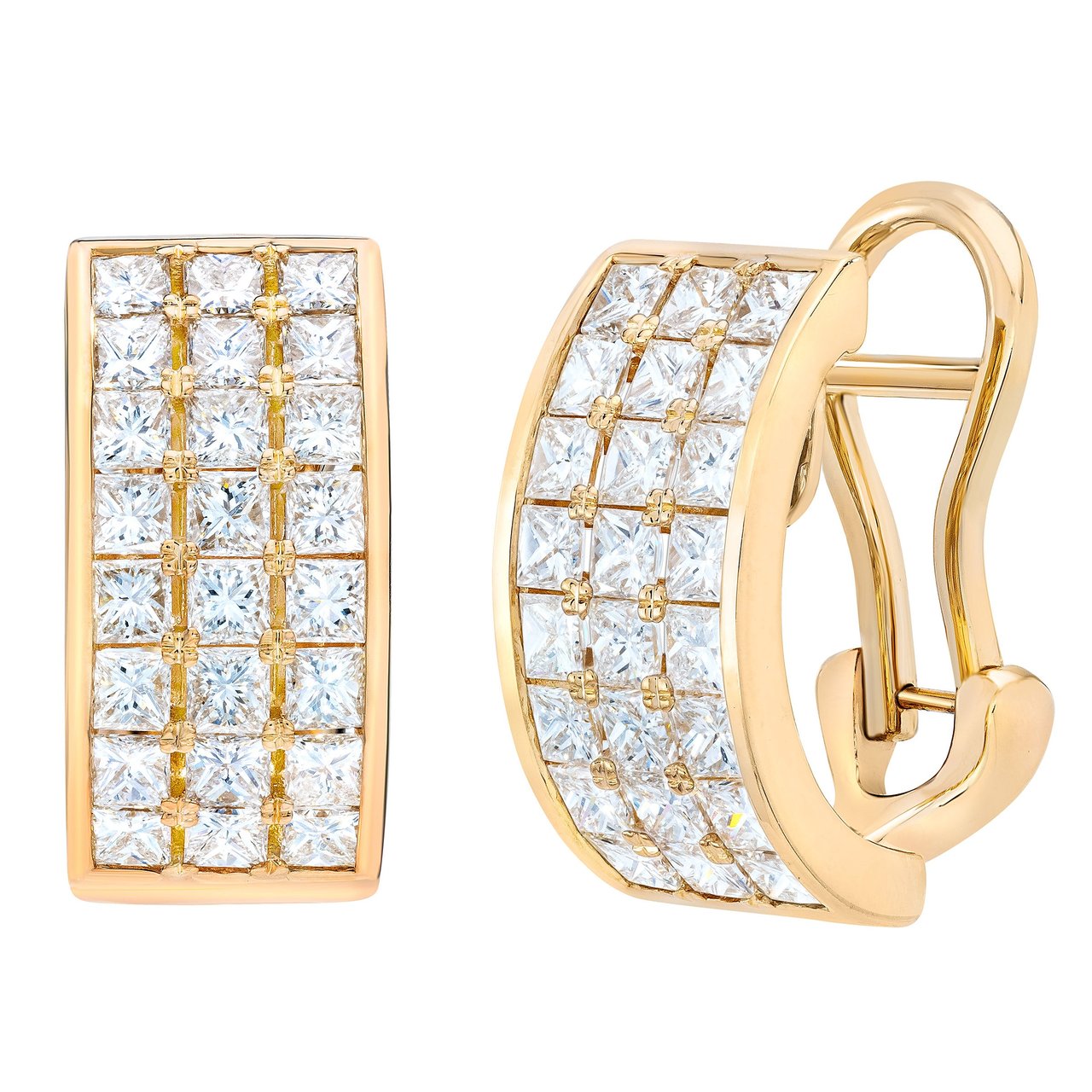 14kt Yellow Gold VS2 I 2.00ctw Princess Cut Diamond Hoop Earrings - Image 1