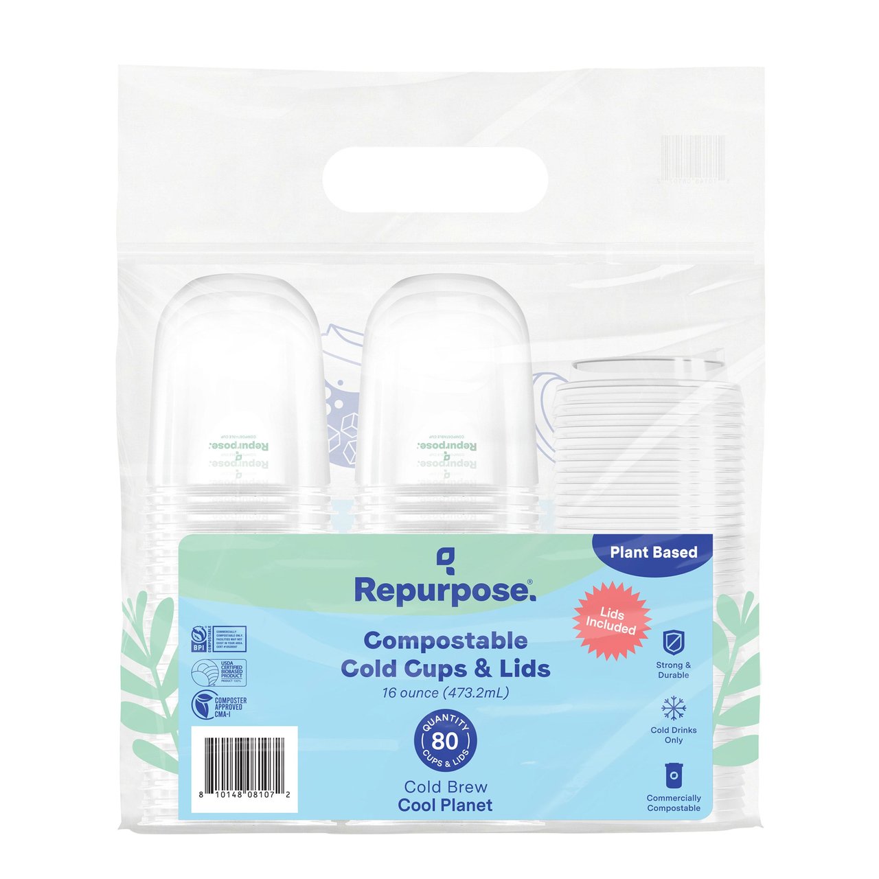REPURPOSE STEMLESS COLD CUP +LID 80CT/16 OZ CUP - Image 1