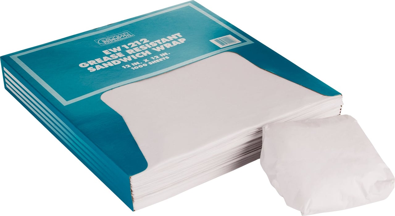 Bagcraft 12" x 12" Deli Wrap White 1000 ct EW1212