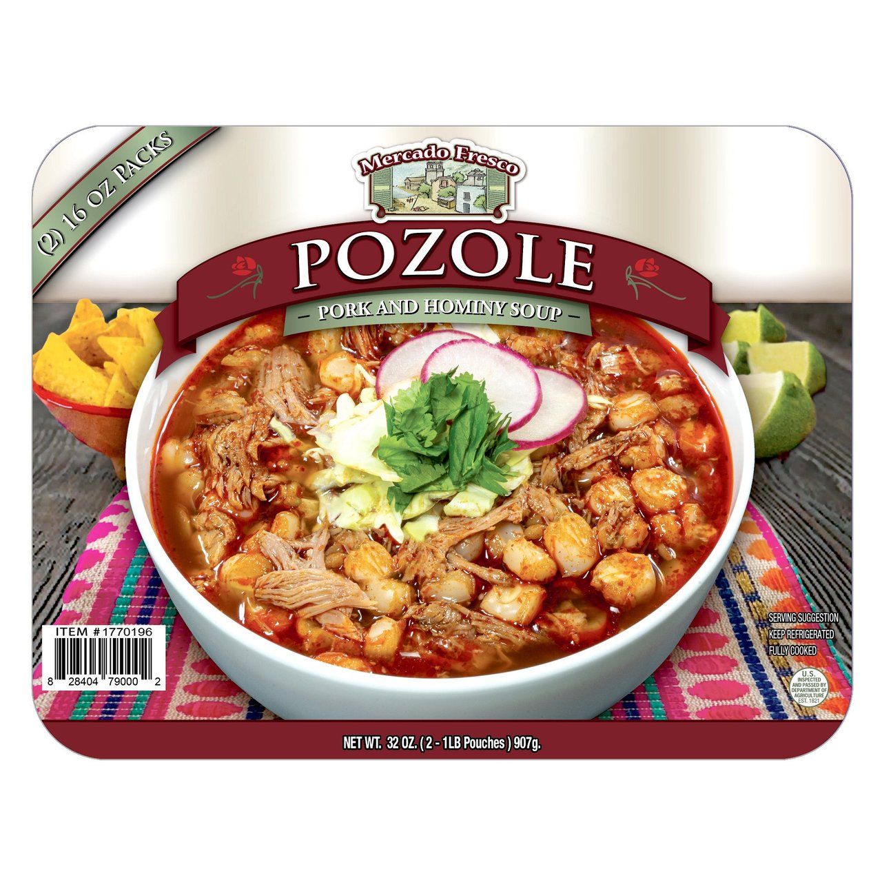 Mercado Fresco Red Chili Pork Pozole 2 Pack, 16 Ounces Each - Image 1