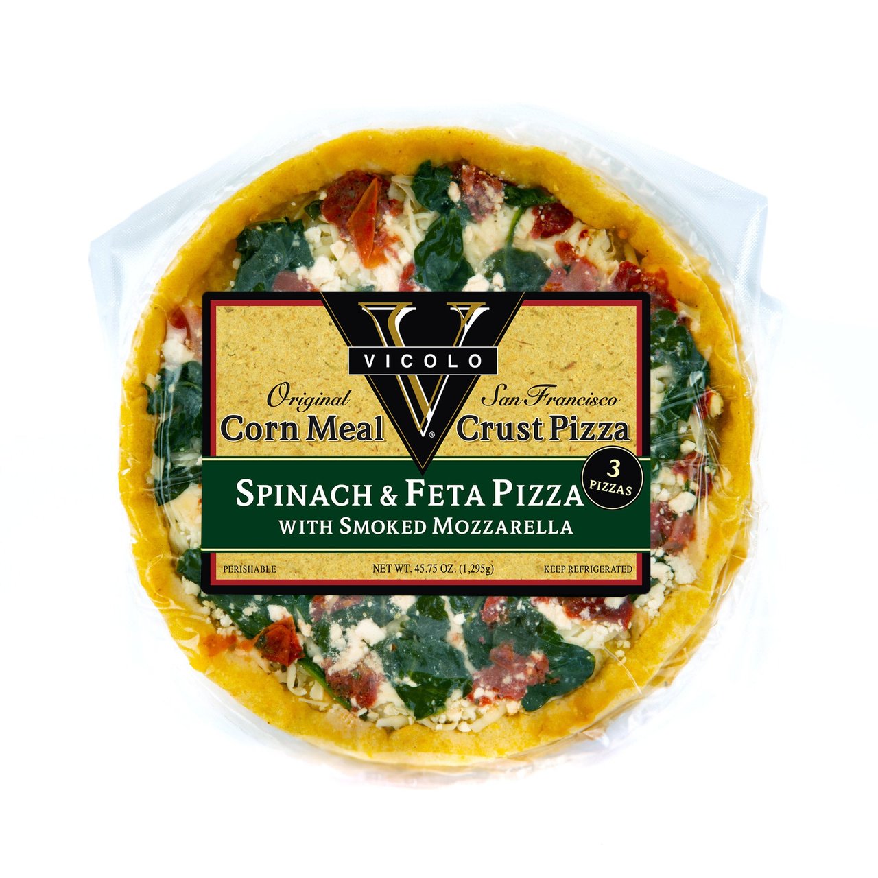 Vicolo Cornmeal Pizza Spinach and Feta 3 Pack 15.25 Ounces ea - Image 1