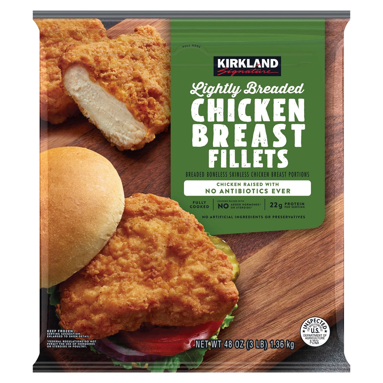 Kirkland Signature Lightly Breaded Chicken Breast Fillets, 3 lbs - Image 1