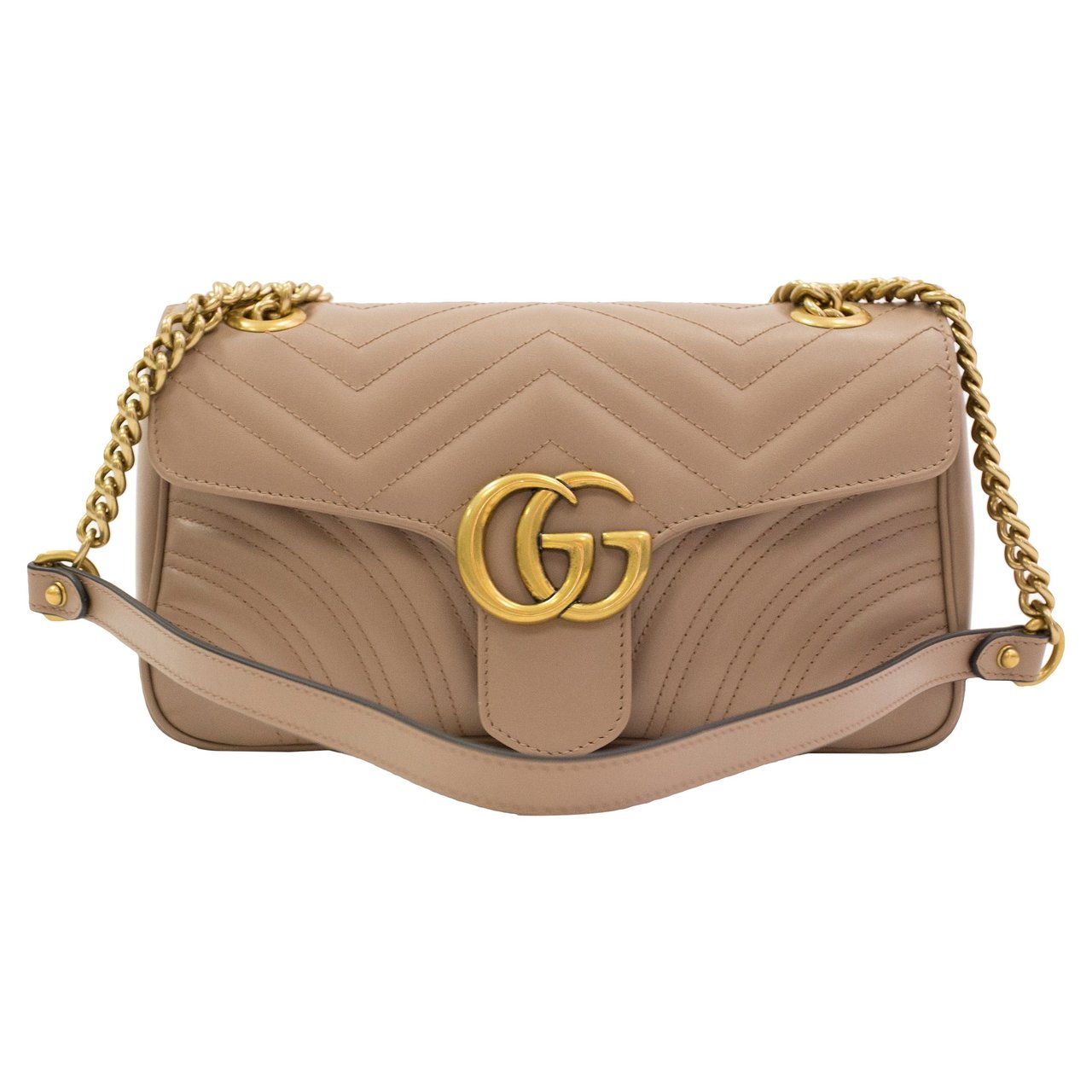 Gucci GG Marmont Small Matelassé Shoulder Bag - Dusty Pink - Image 1