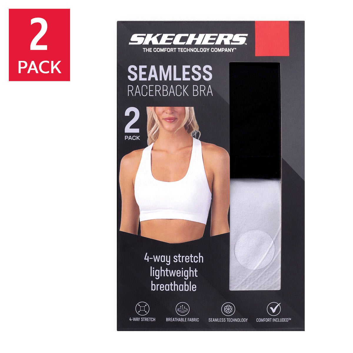 Skechers Women's Sports Bra, 2-Pack - Image 1
