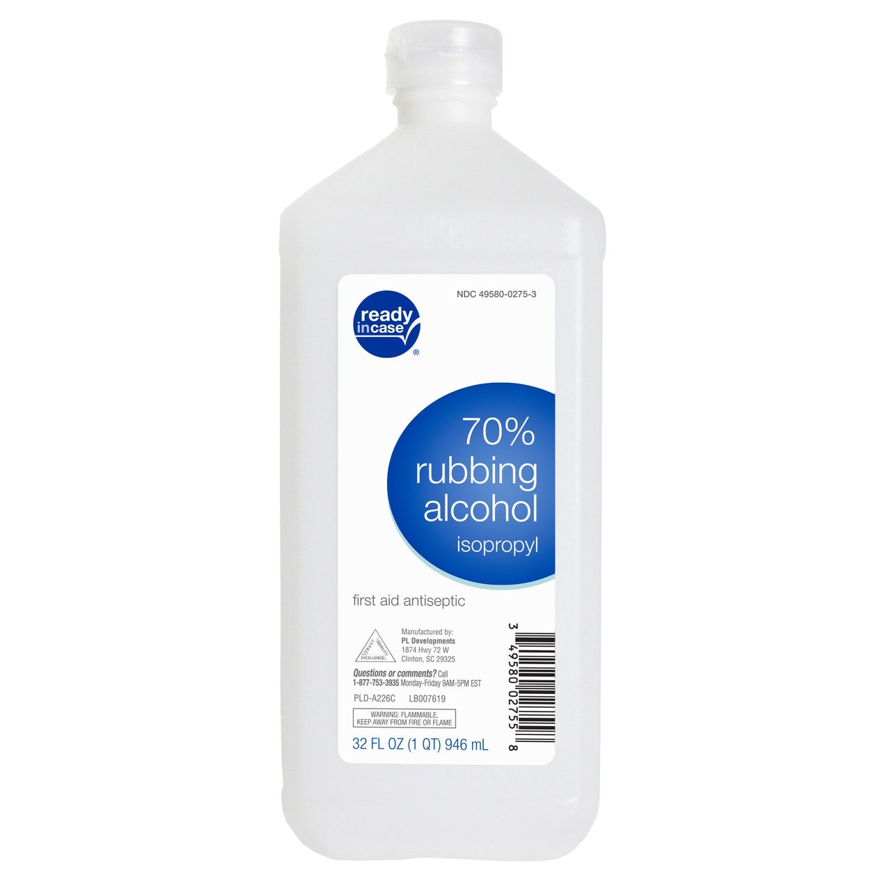 Ready In Case 70% Rubbing Alcohol Isopropyl, 32 fl oz, 6 ct - Image 1