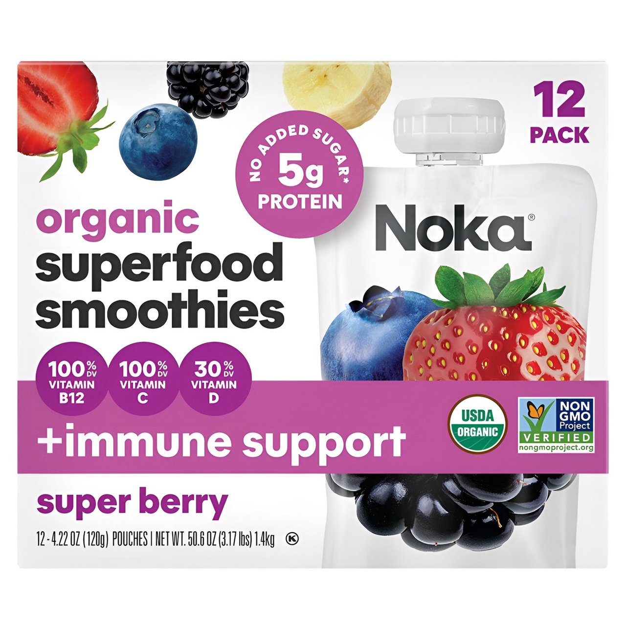 Organic NOKA Superfood Smoothie 12 Pack 4.22 oz Each