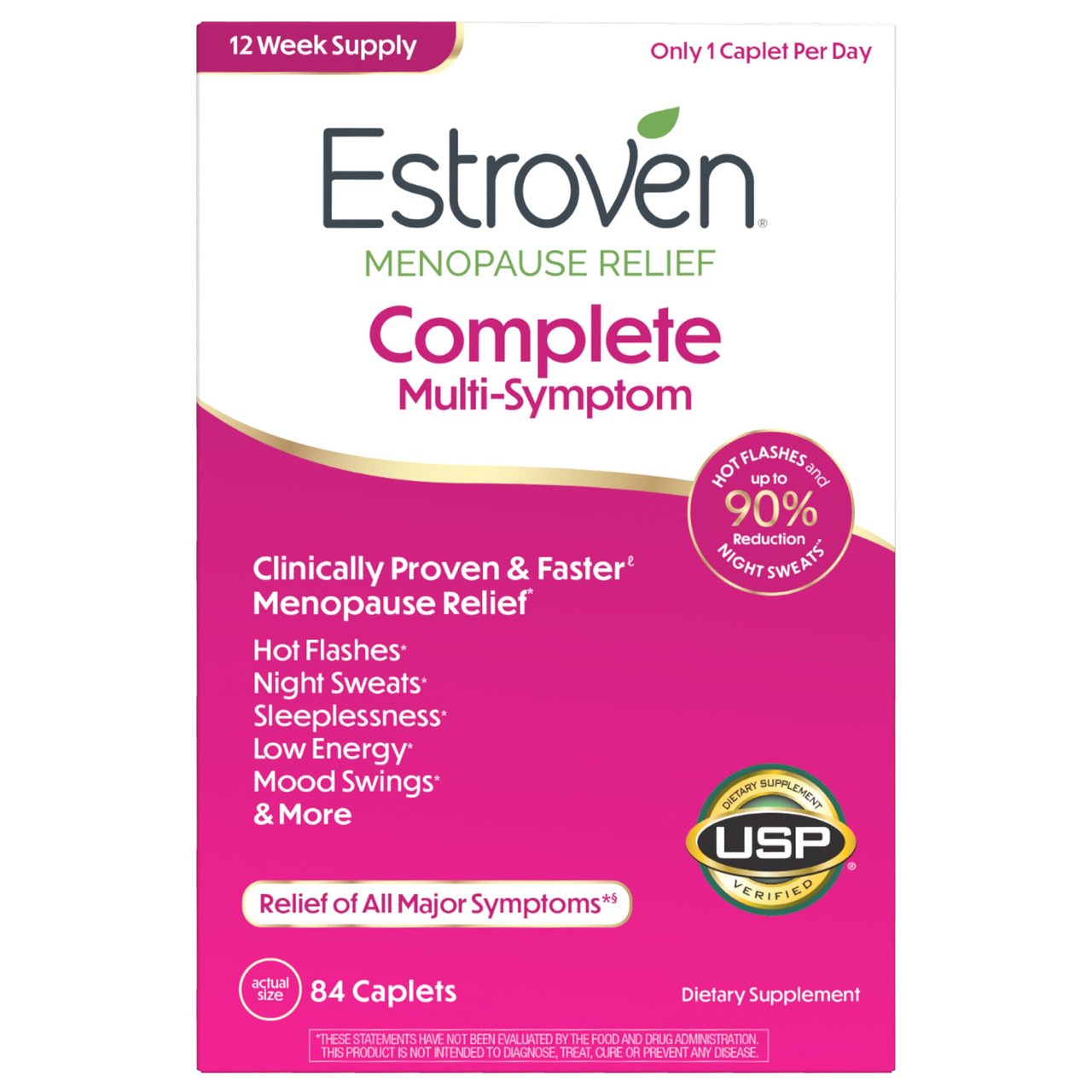 Estroven Complete Multi-Symptom Menopause Relief, One Per Day 84 Caplets - Image 1