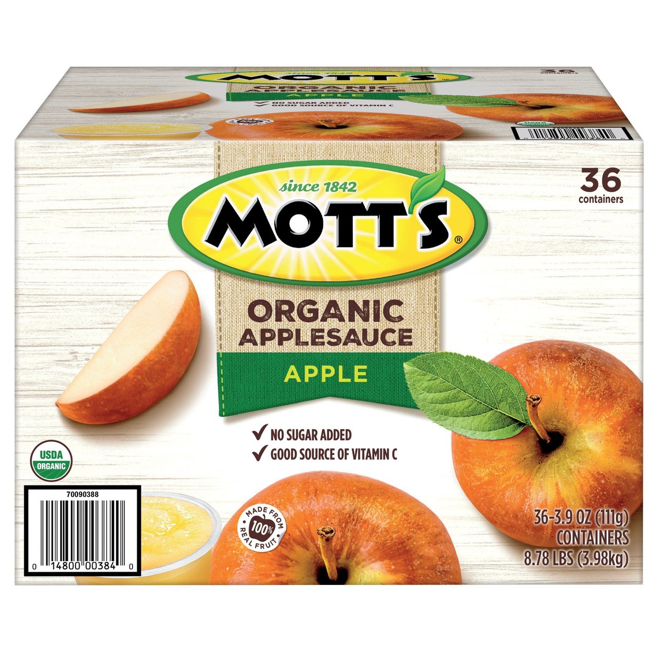 Mott's Organic Apple Sauce 36/3.9 oz Cups - Image 1