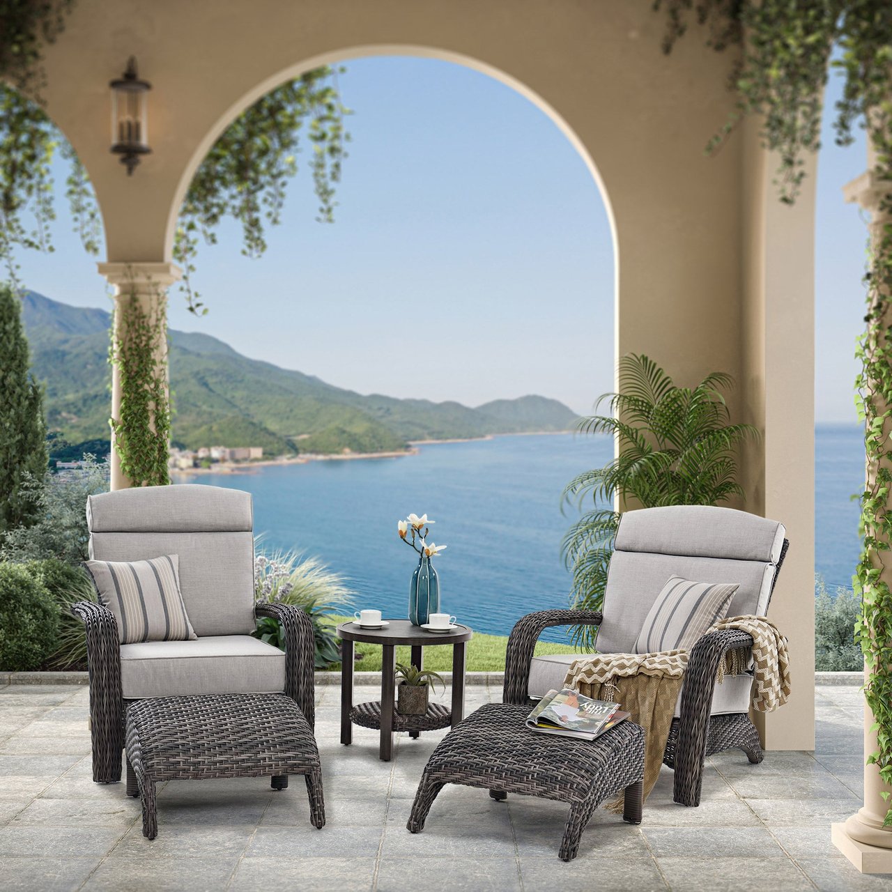 Grand Leisure Nogales 5-Piece Woven Seating Set - Image 1