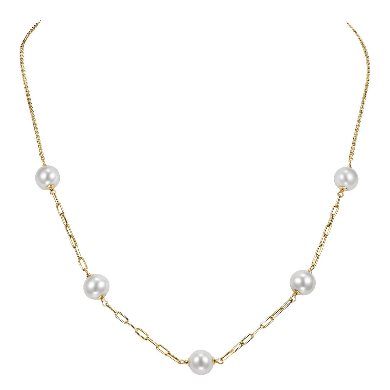 8-8.5mm Freshwater Cultured Pearl 14kt Yellow Gold Necklace - Image 1