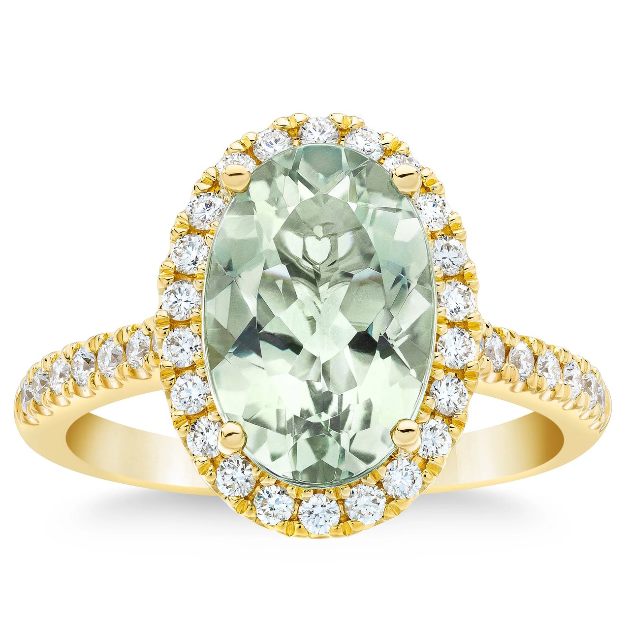 14kt Yellow Gold 0.40 ctw VS2 I Diamond Oval Green Quartz Ring - Image 1