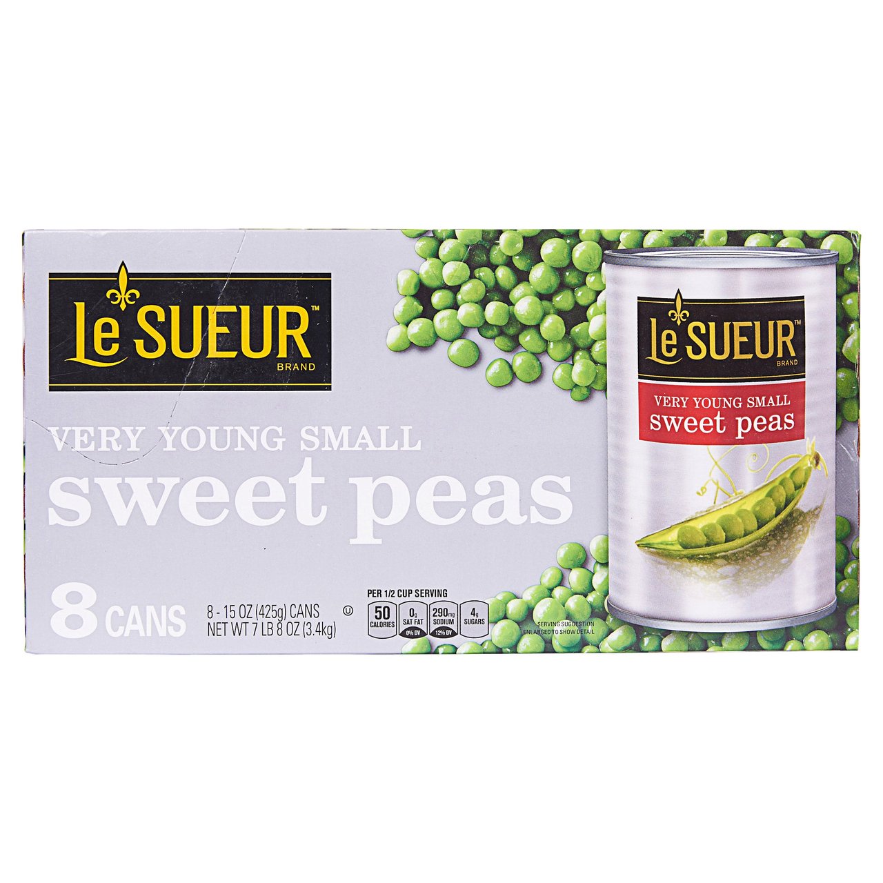 Le Sueur Very Young Small Sweet Peas, 8 × 15 oz Cans - Image 1