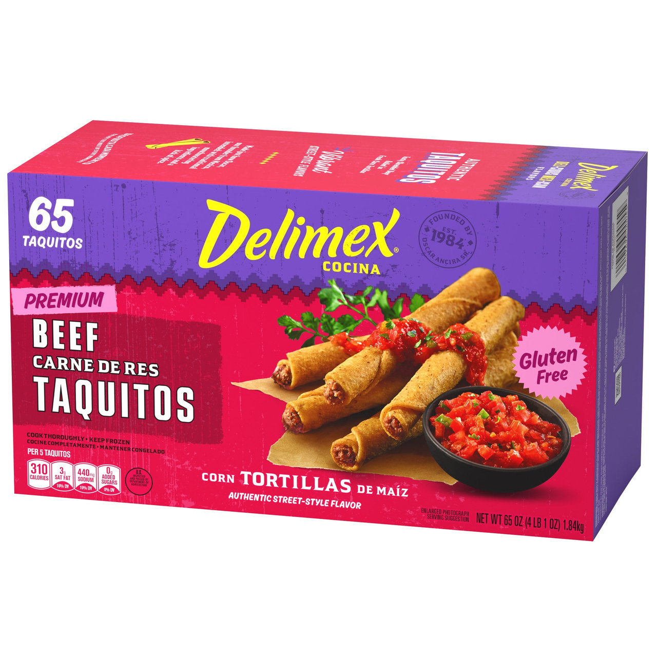 Delimex Premium Beef Taquitos, 65 Count (1 oz Each) - Image 1