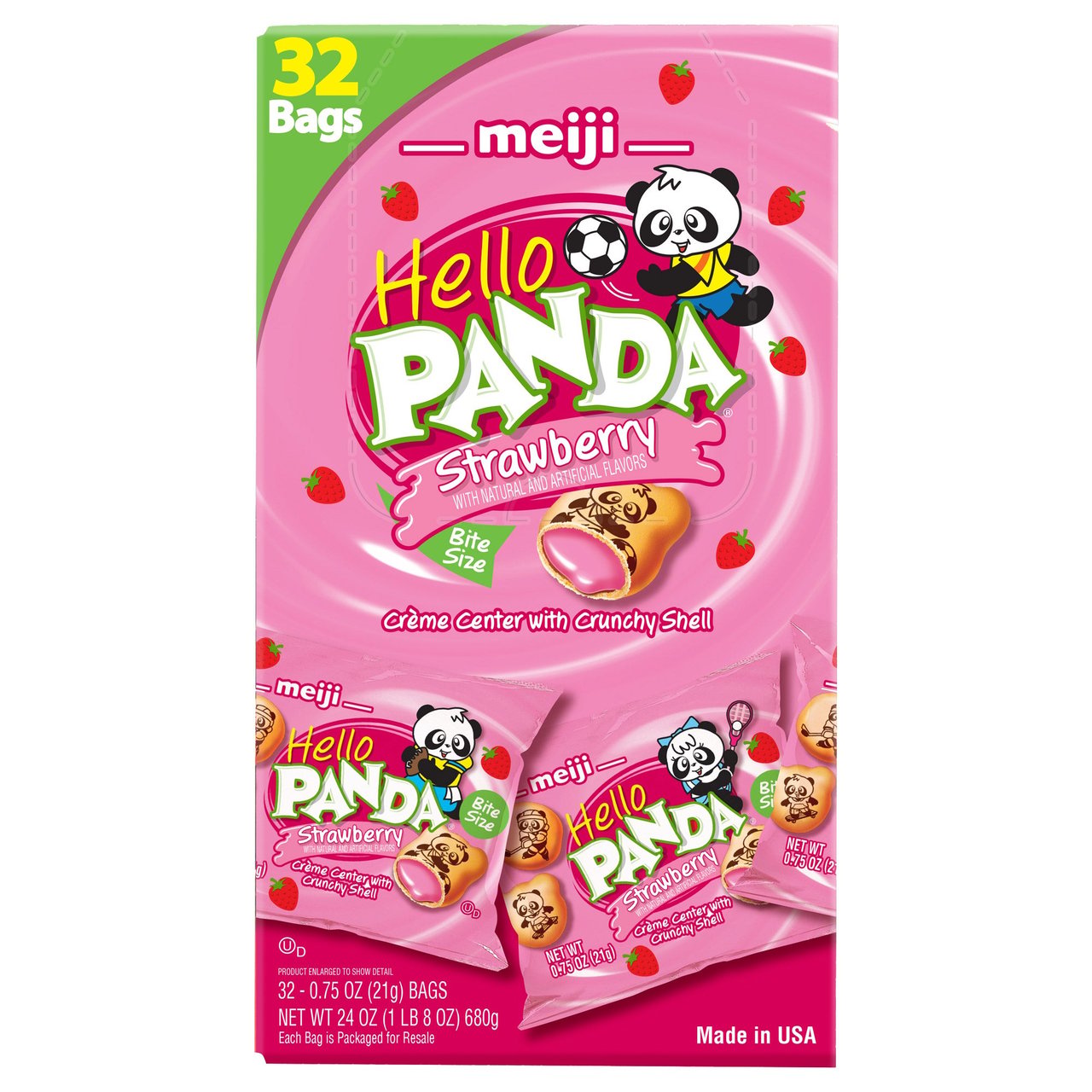 Meiji Hello Panda Strawberry Cookies, 32 ct - Image 1