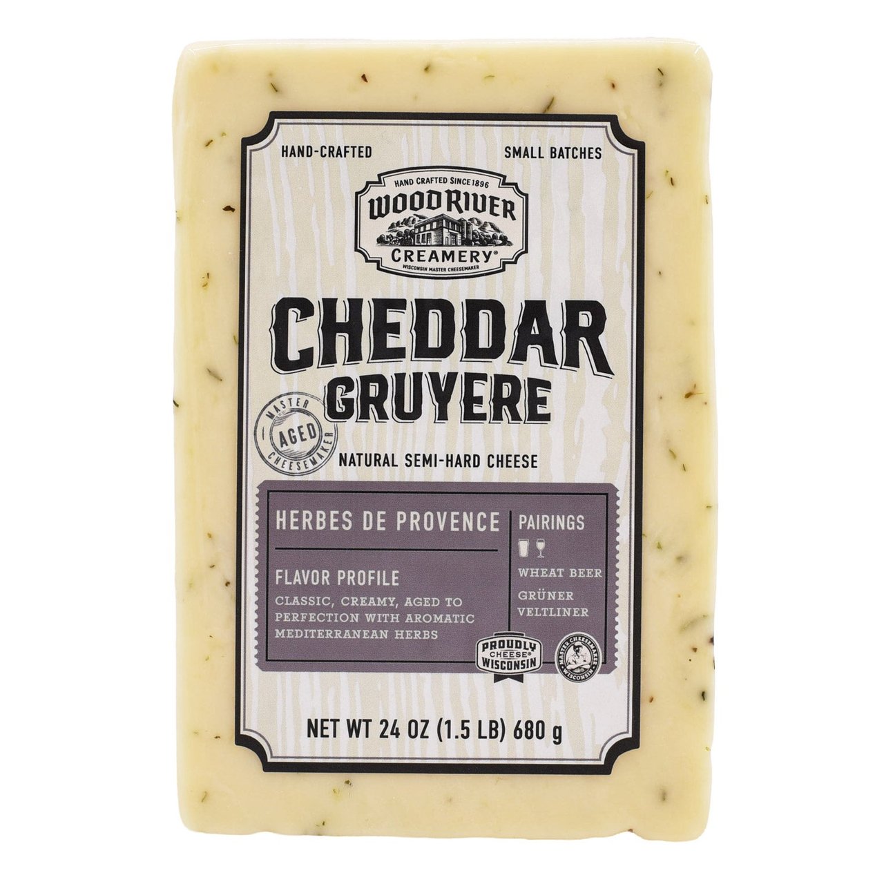 Wood River Creamery Herbes de Provence Cheddar Gruyere, 24 oz - Image 1