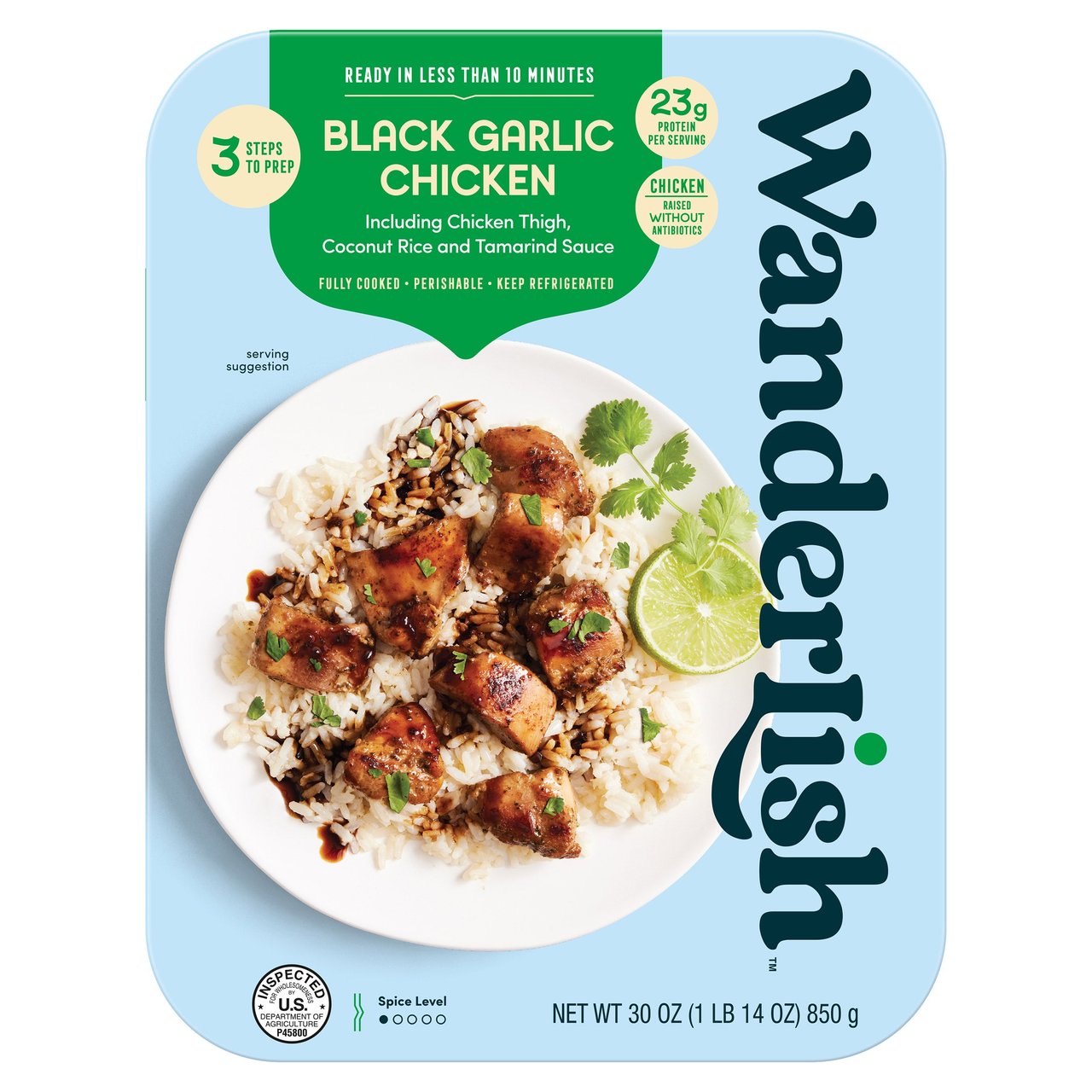Wanderlish Black Garlic Chicken with Coconut Rice & Tamarind Sauce, 30 oz - Image 1