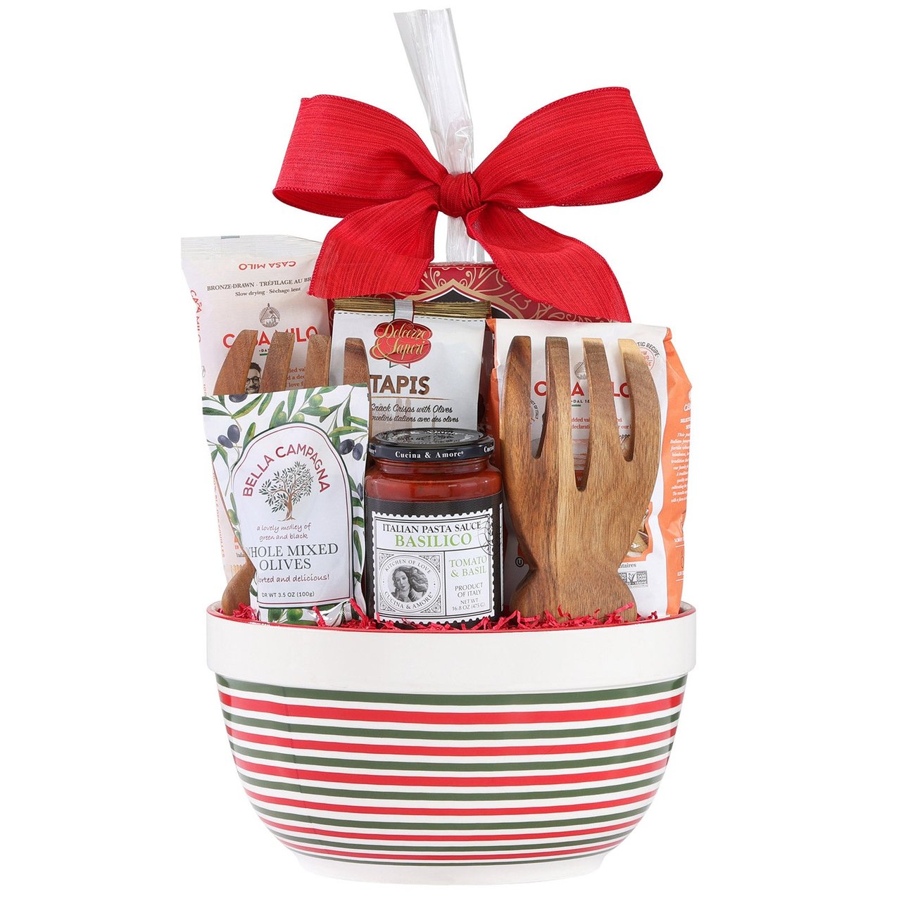 Houdini Ceramic Bowl with Salad Servers Italian-Inspired Gift Set, 62.12 oz