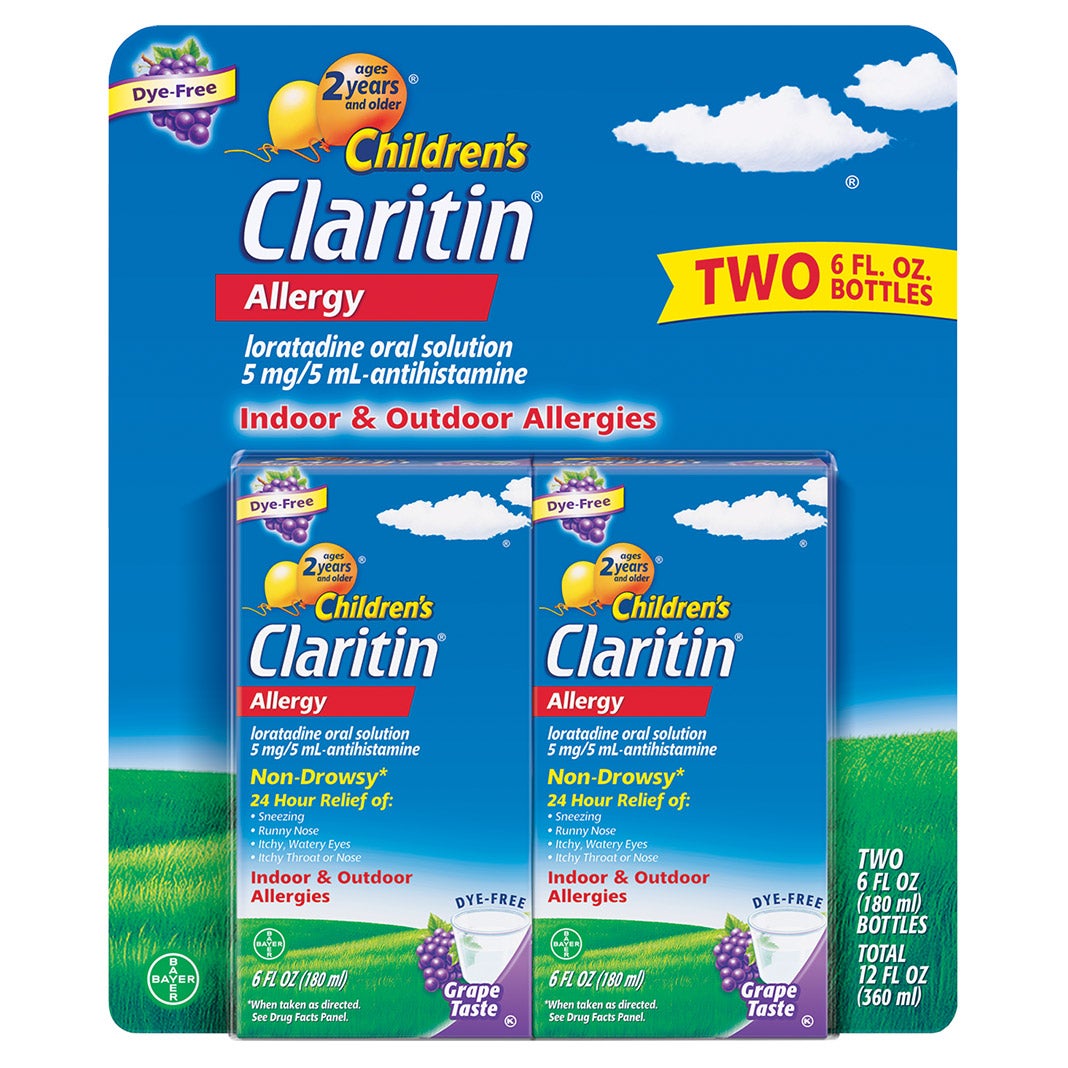 Children's Claritin 24-Hour Non-Drowsy Grape Syrup, 2 x 6 fl oz - Image 1