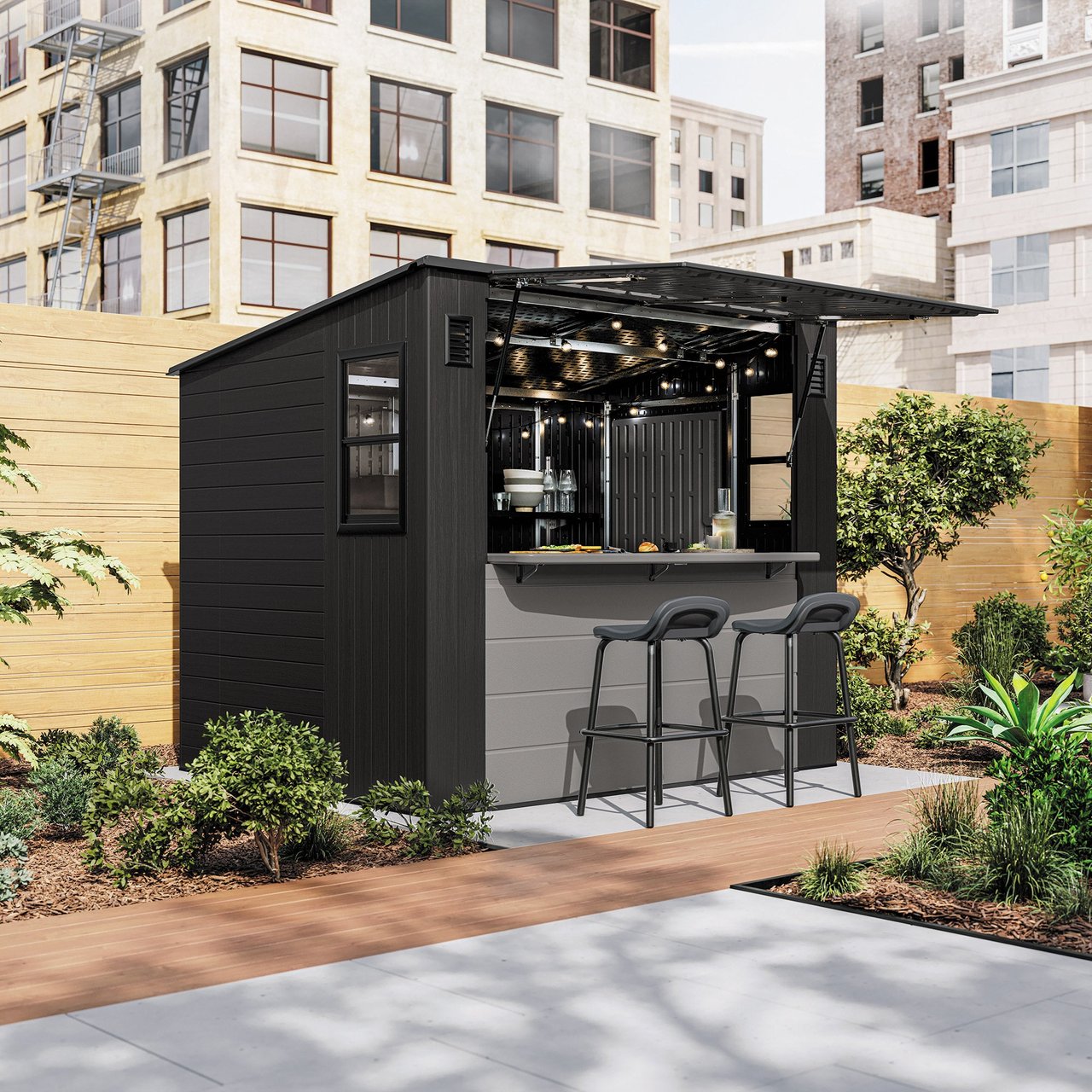 Suncast 8'x7' Cabana Entertainment Shed - Image 1