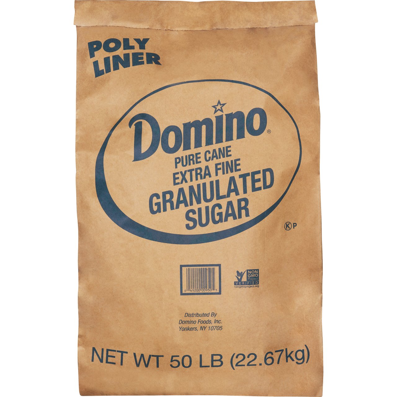 Domino Pure Cane Extra Fine Granulated Sugar 50 lb