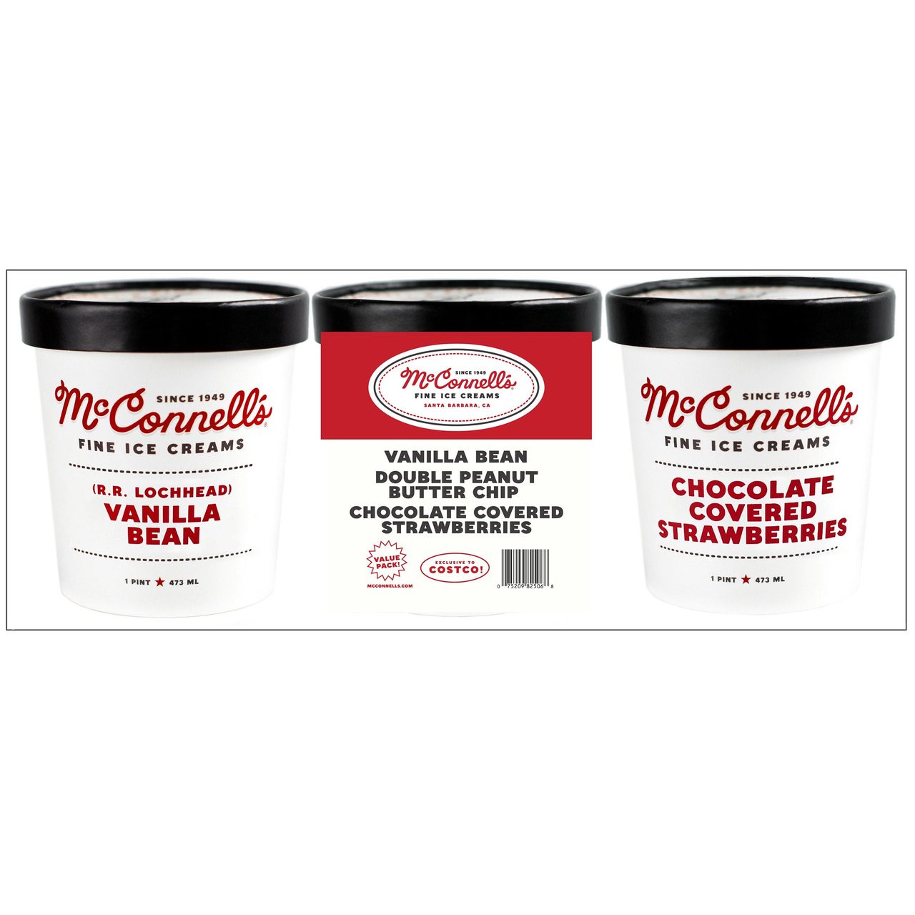 McConnell's Ice Cream Variety Pack, 3 Pints - Image 1