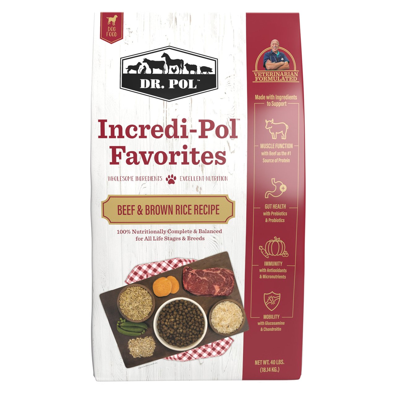 Dr. Pol Incredi-Pol Beef & Brown Rice Dog Food 40 lb