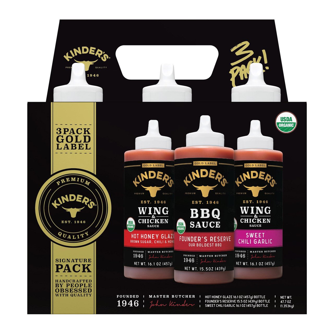 Organic Kinder's Gold Dipping Sauce Variety 3 Pack 47.7 Ounces - Image 1