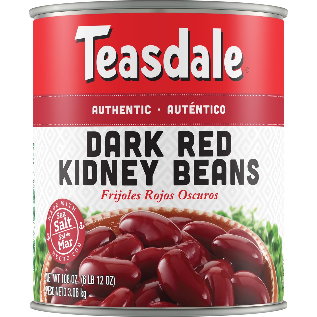 Teasdale Dark Red Kidney Beans, #10 Can, 108 Ounces