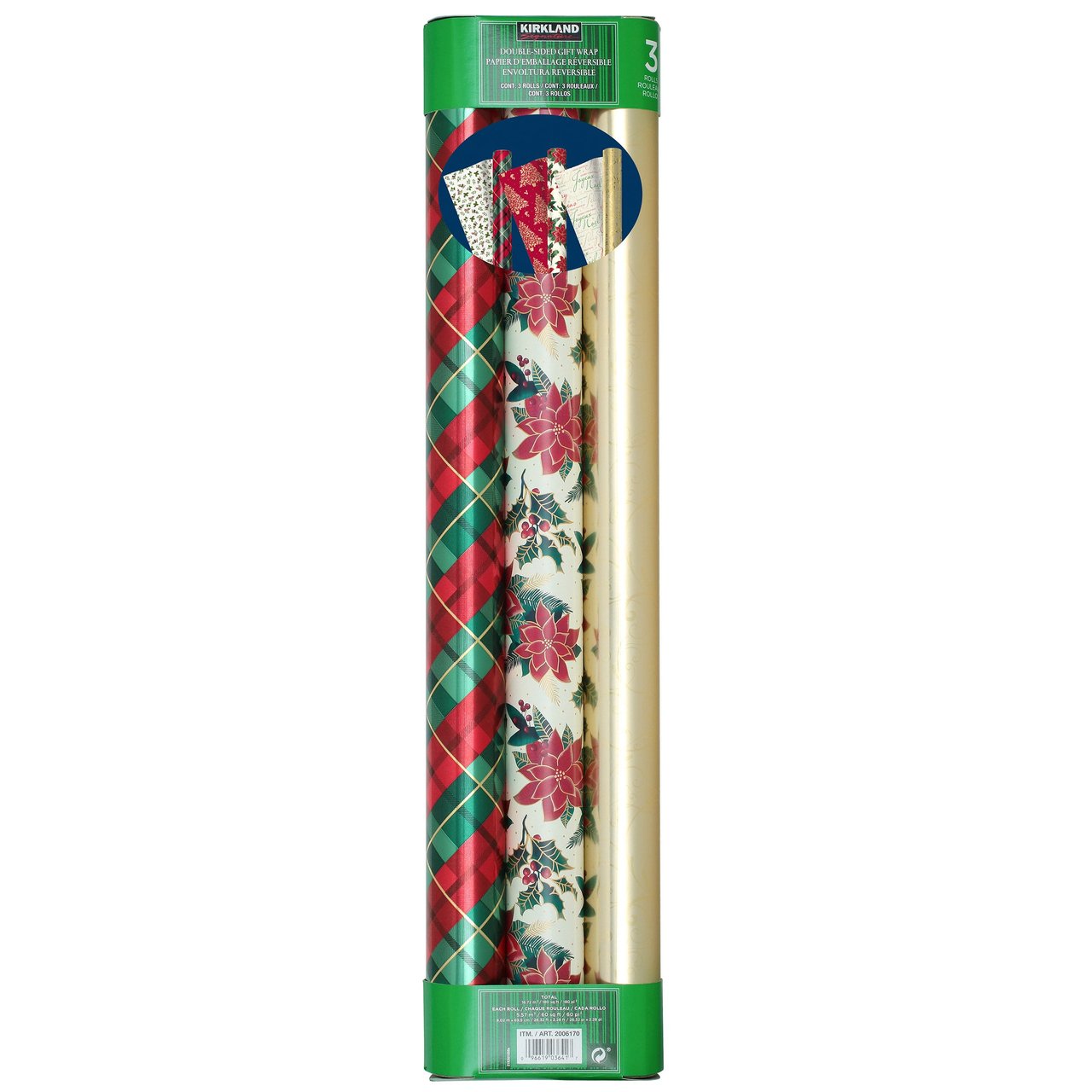 Kirkland Signature Wrapping Paper 3 Rolls 180 Sq. Feet Total - Image 1