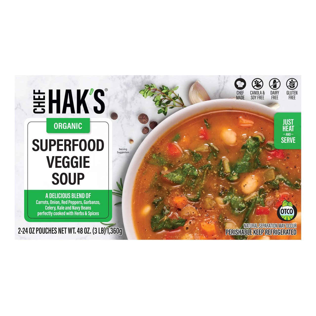 Chef Hak's Organic Superfood Veggie Soup, 2 × 24 oz - Image 1