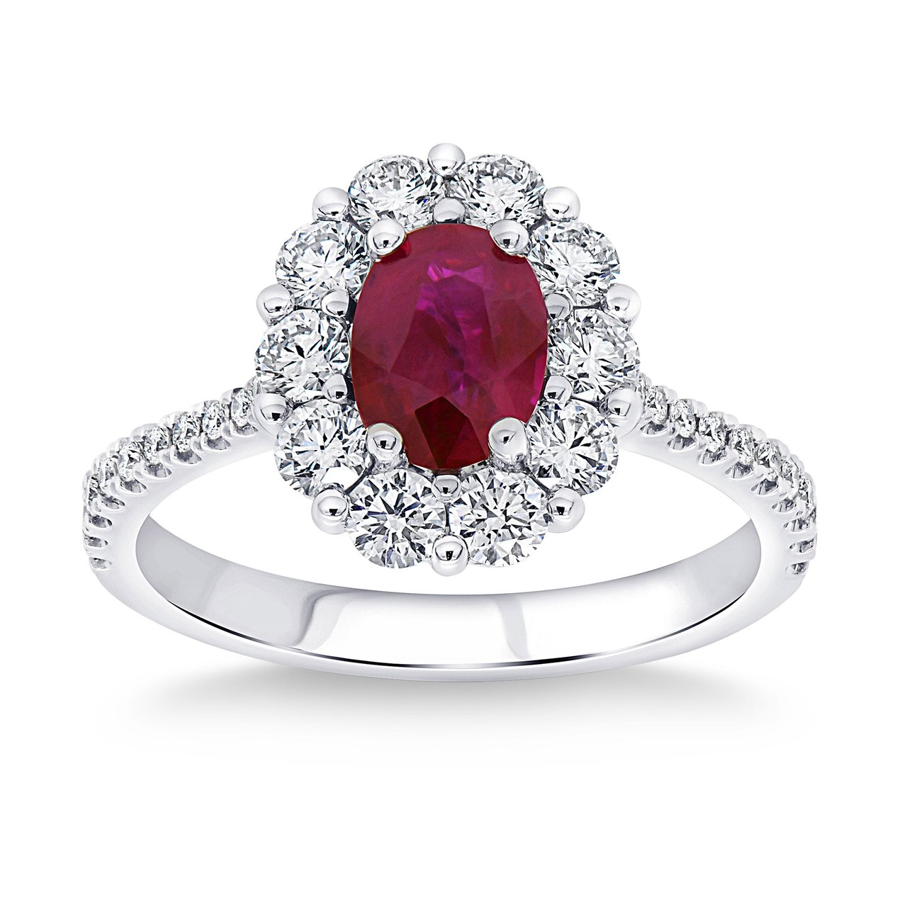 Platinum 0.85 CTW VS2 I 7x5mm Oval Ruby Diamond Ring Size 7 - Image 1