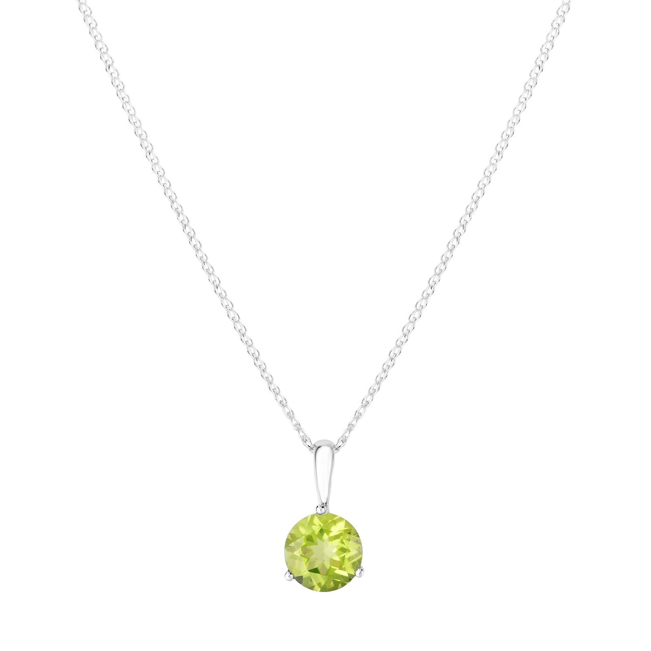 14kt White Gold Approximately 8mm Peridot Necklace 18" - Image 1
