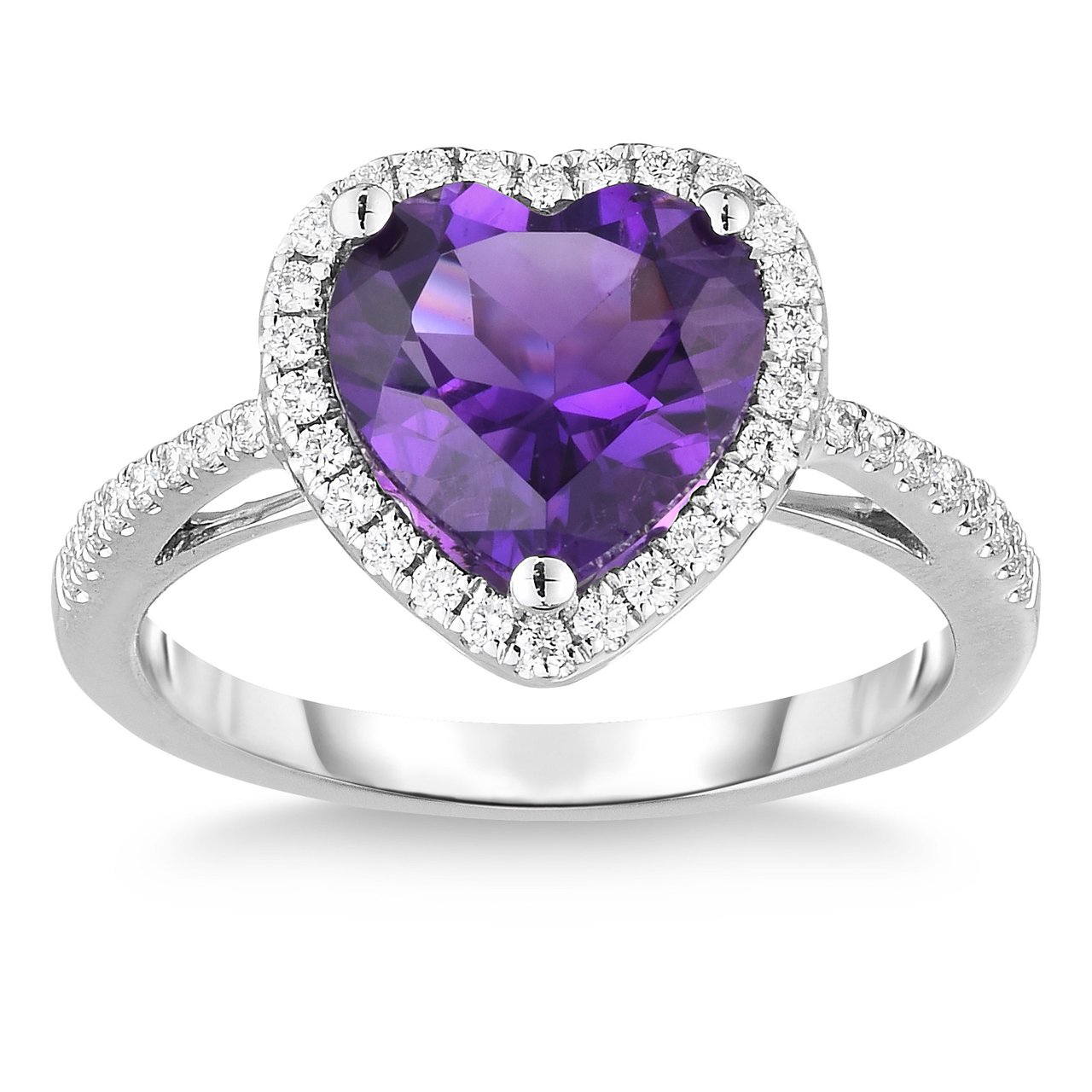 14kt White Gold VS2, I .23ctw Diamond & Amethyst Ring - Image 1