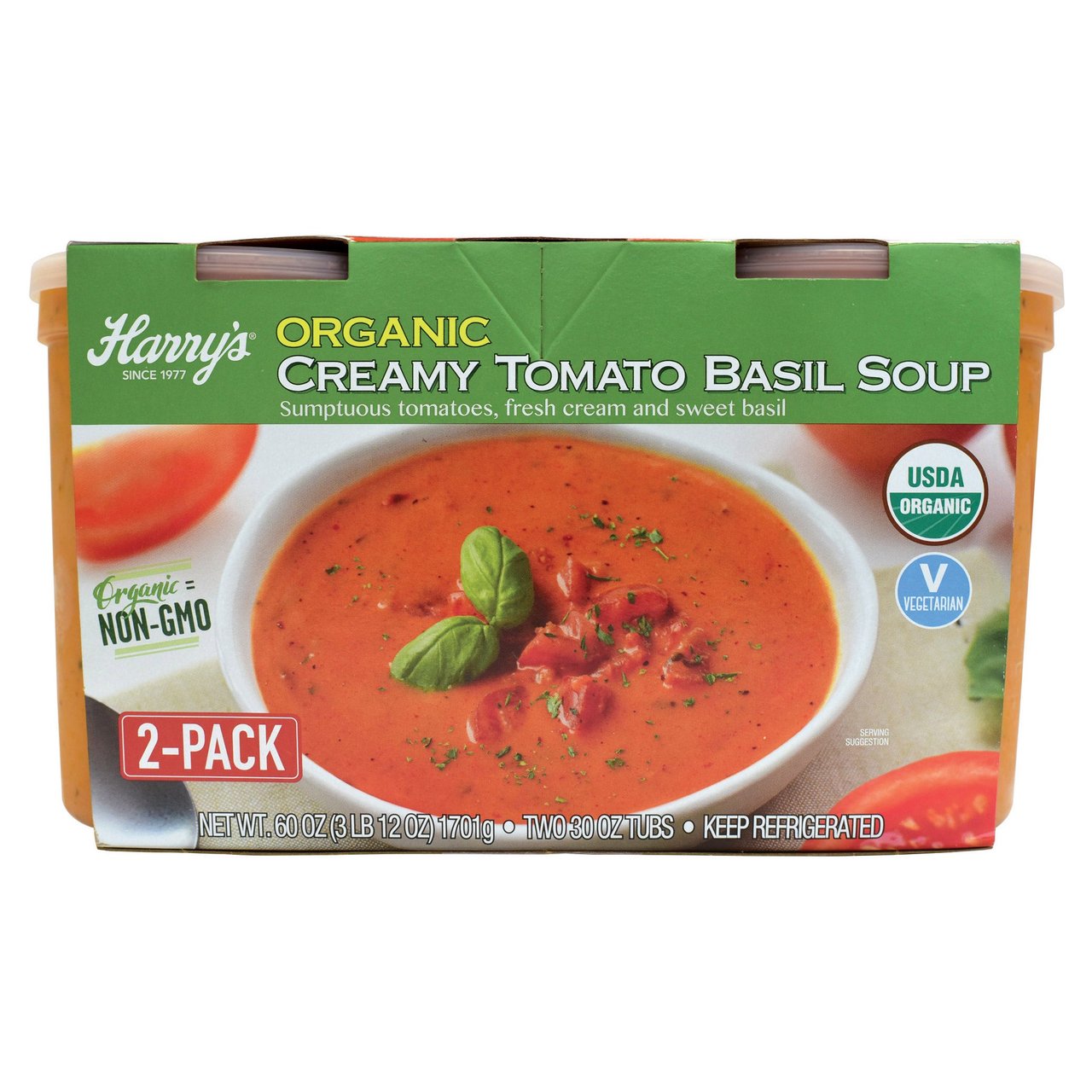 Harry's Organic Creamy Tomato Basil Soup, 2/30 oz - Image 1