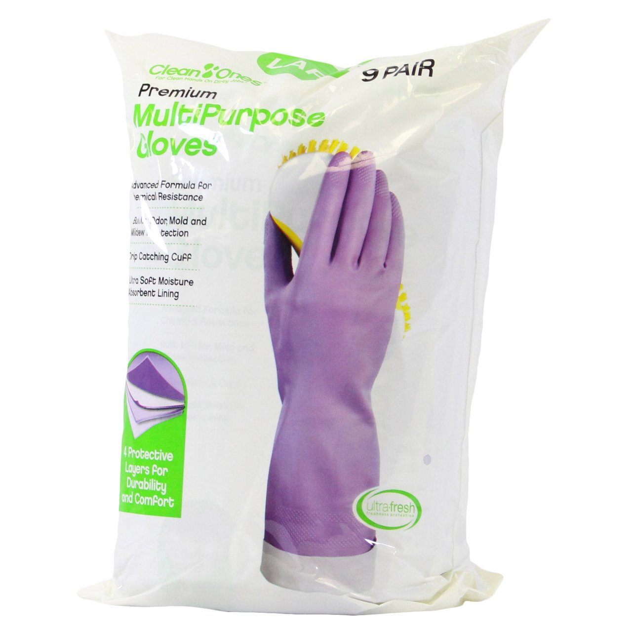 Clean Ones Latex-Neoprene Gloves 9 Pack