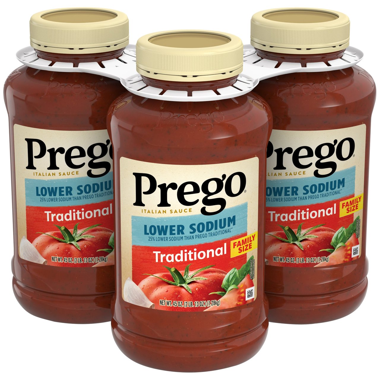 Prego Pasta Sauce Low Sodium 3 Pack 45 Ounces Each - Image 1