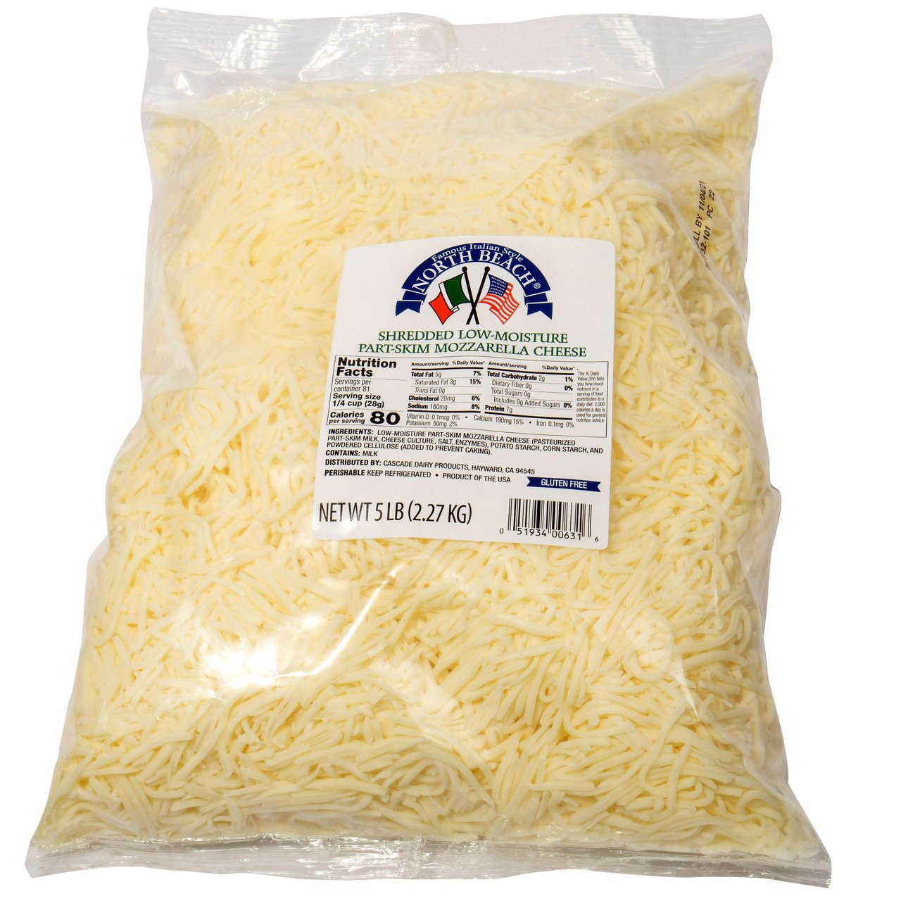 North Beach Shredded Mozzarella 5 lbs