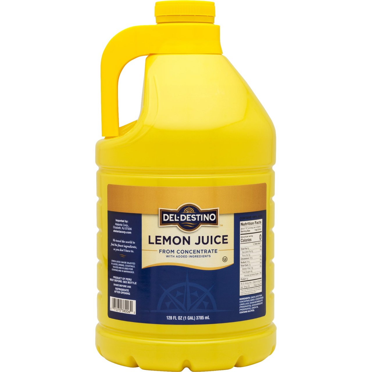 Del Destino 100% Lemon Juice, 1 Gallon