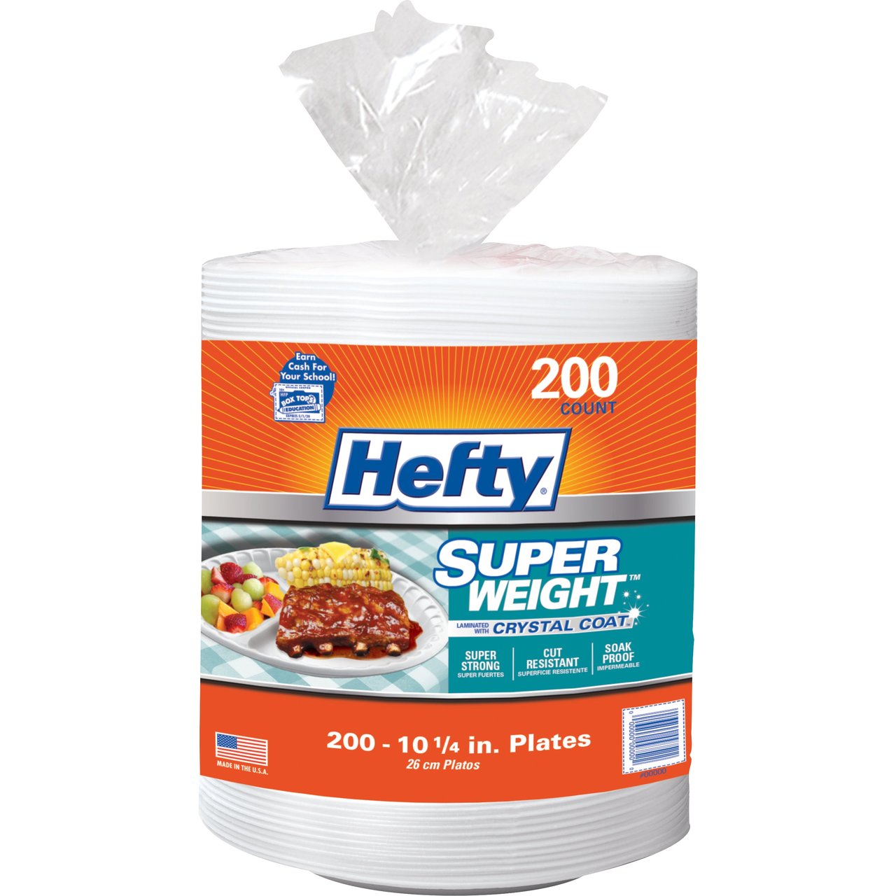 Hefty 3-Compartment Plates 200 CT / 10 1/4"